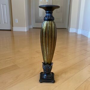 Gold and Brown Neoclassical Tall Candle Holder